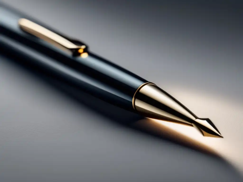 Elegante bolígrafo moderno Técnicas de edición para ensayos universitarios: Imagen detallada en 8k de una elegante pluma sobre superficie blanca