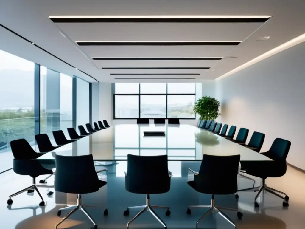 Mesa de reuniones minimalista Técnicas de negociación para estudiantes universitarios en una sala de reuniones minimalista y profesional