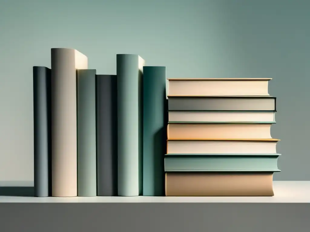 Pila de libros transparentes: originalidad y conocimiento Técnicas de redacción sin plagio: Pila de libros minimalista simbolizando originalidad y autenticidad en la escritura