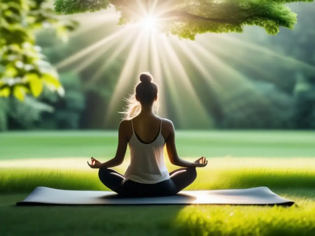 Paz y serenidad en la naturaleza Técnicas de relajación para exámenes: persona en meditación en un entorno tranquilo y natural