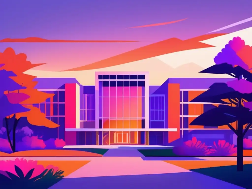 Universidad al atardecer Universidad al atardecer con campus verde y edificio moderno reflejando el sol - Admisiones universitarias cursos online requisitos ocultos