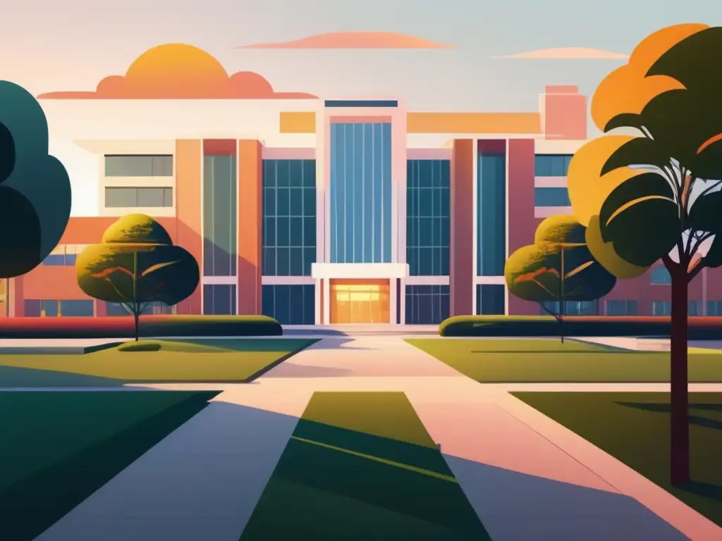 Campus universitario al atardecer Universidad al atardecer, reflejando la importancia del secreto profesional en asesoría universitaria