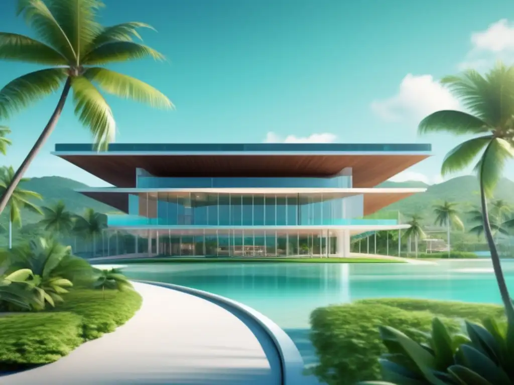 Universidad en el paraíso caribeño Universidad en el Caribe: campus moderno rodeado de naturaleza y mar turquesa
