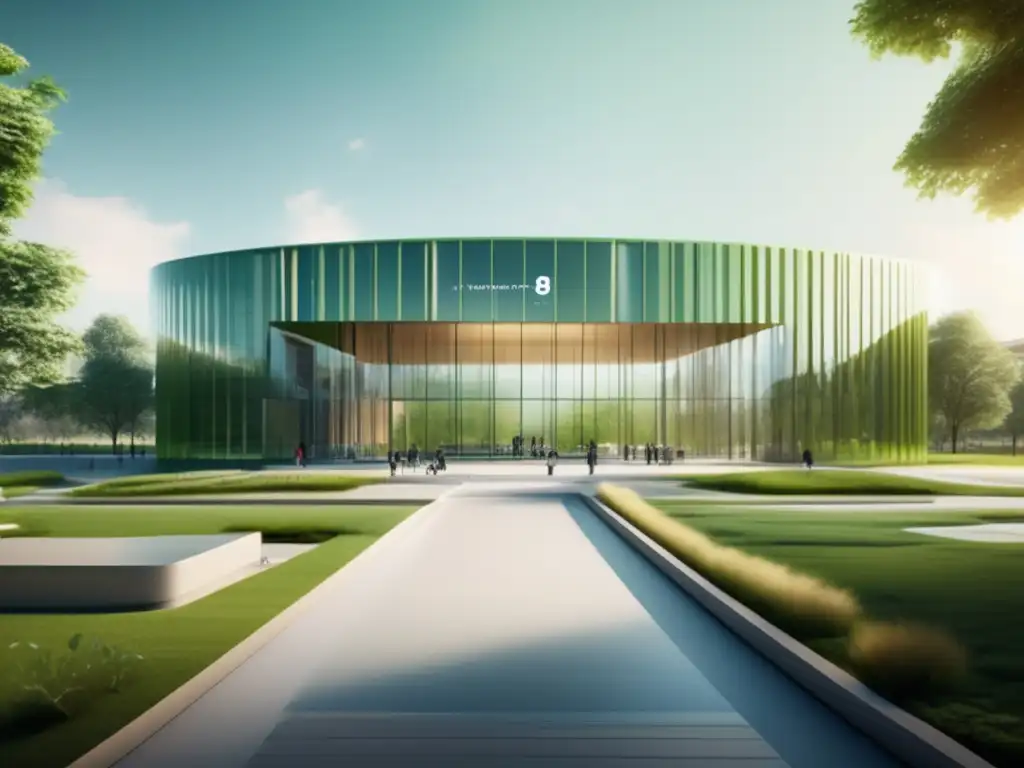 Universidad futurista con tecnología AI Universidad futurista con arquitectura moderna y tecnología AI, enfocada en las mejores universidades IA admisiones