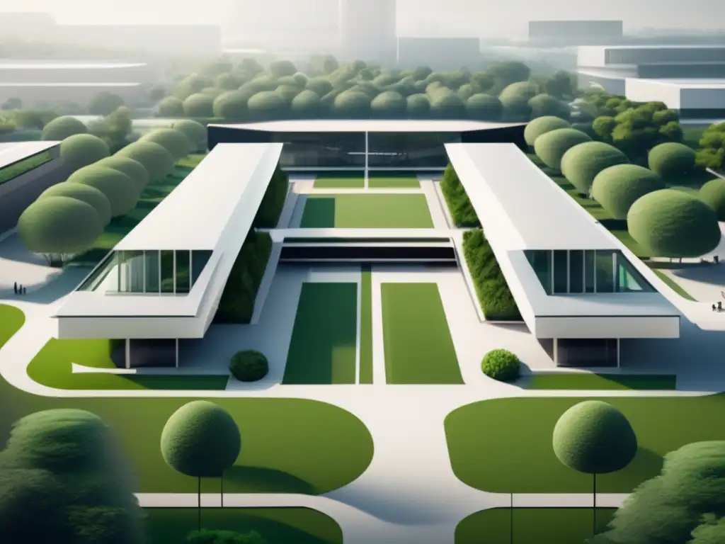 Diseño moderno de campus universitario Universidad inclusiva con arquitectura moderna y estudiantes diversos - Discriminación origen nacional universidad