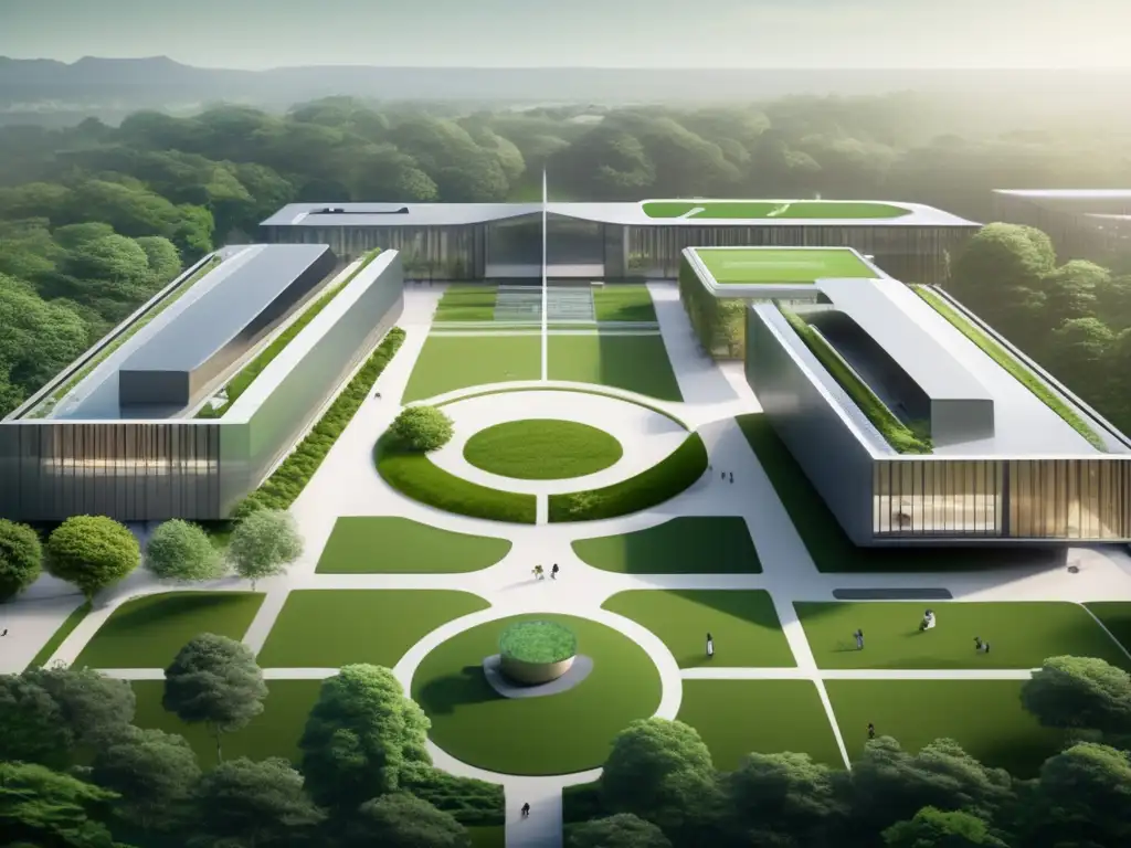 Campus universitario moderno y verde Universidad con instalaciones modernas y verdes, programas académicos y proceso de admisiones universitarias exitosas