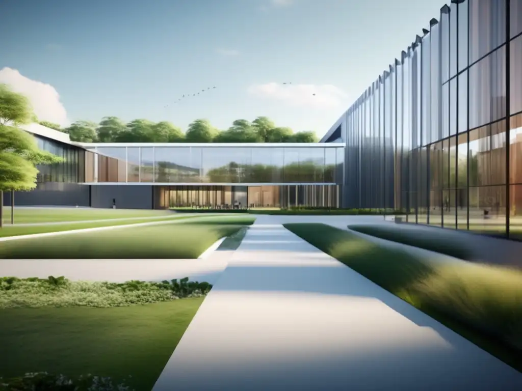 Universidad moderna con arquitectura minimalista y naturaleza Universidad moderna con diseño contemporáneo y naturaleza: Evolución del proceso de admisión universitaria