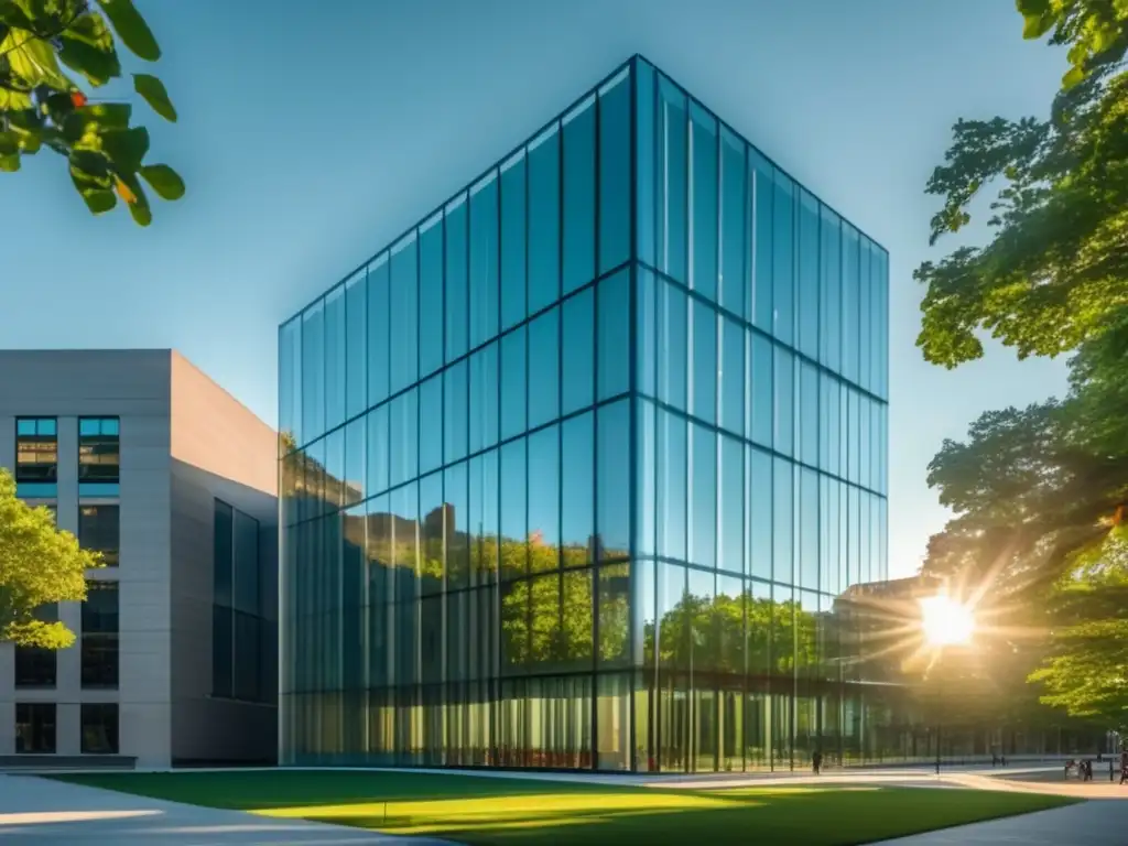Impresionante edificio de cristal del MIT Guía de admisión universitaria MIT: Impresionante imagen 8K del edificio de vidrio de la prestigiosa Universidad de Tecnología de Massachusetts (MIT)