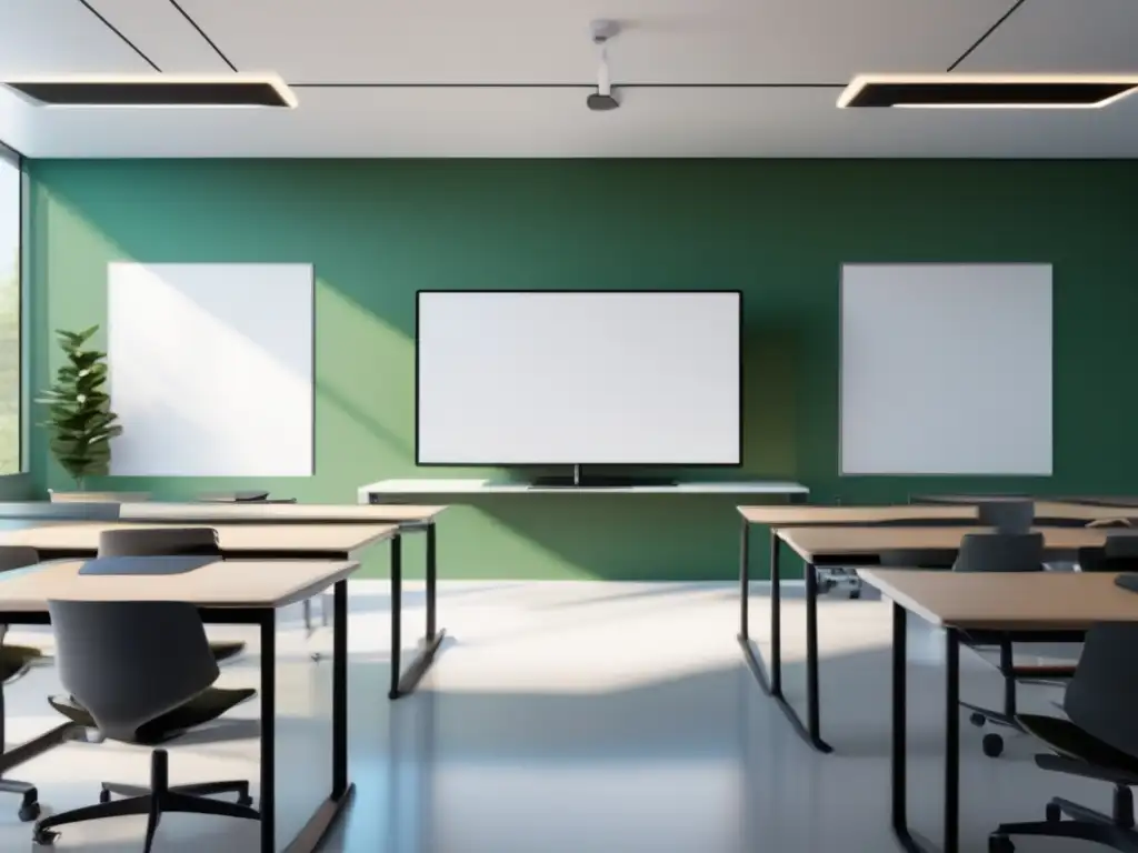 Aula moderna con tecnología avanzada Ventajas exámenes digitales proceso admisiones en aula tecnológica