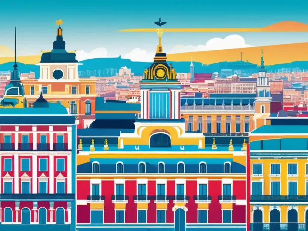 Madrid: Ciudad vibrante con monumentos icónicos Vista panorámica de Madrid, España con Ayudas financieras para estudiantes internacionales en España